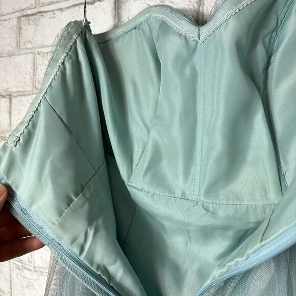 JENNY YOO Blue Dress Annabelle Bridesmaid Maxi Tulle Convertible Blue Green 2 - Picture 10 of 15